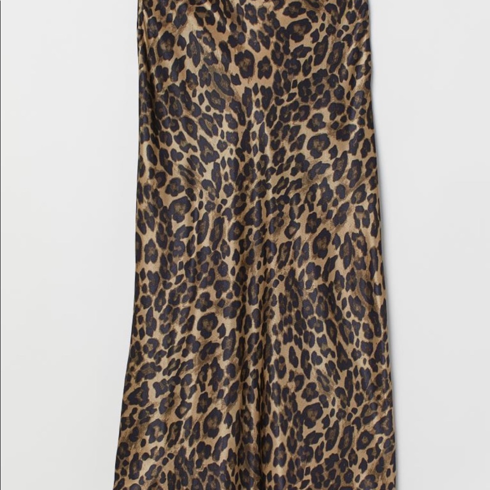 H&M silk leopard print midi skirt